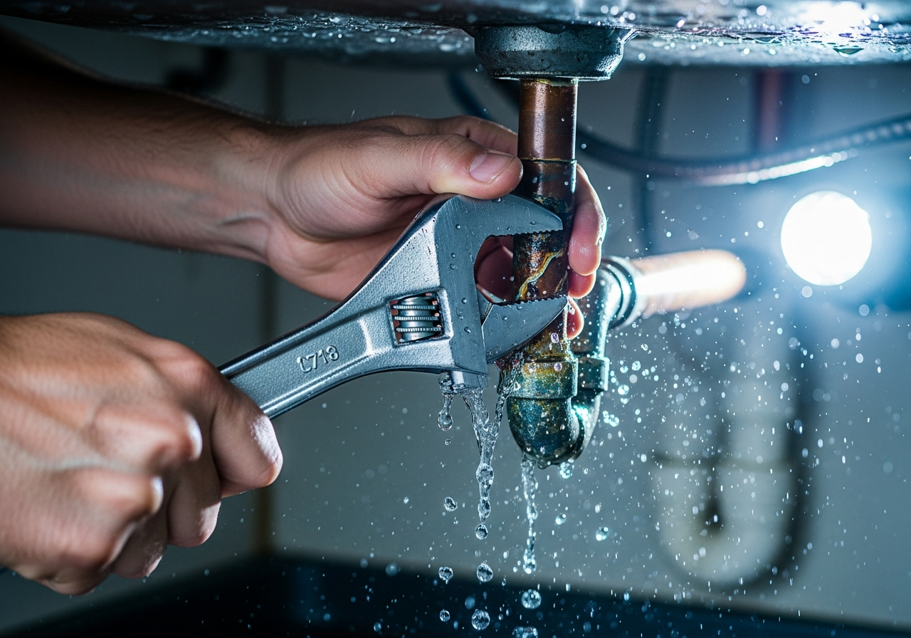 Plumber repairing a pipe
